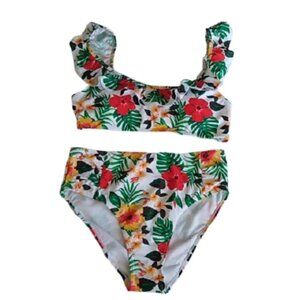 Cabana Del Sol 2 pc. High Waisted Bikini, Tropical Print, Large